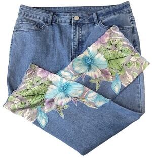 Soft Surroundings Beaded Floral Crop Jeans 12P